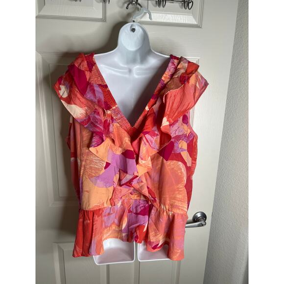 Sofia Vergara Women's Sleeveless Ruffle Smock Blouse Pink/Peach NEW ~ Size 3X - Picture 3 of 5